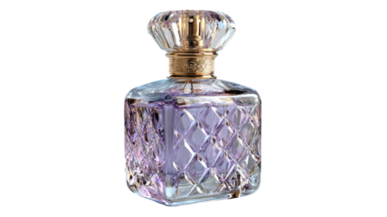 Mockup of perfume bottle fragrance scent luxury glass packaging elegant cosmetic product display isolated on white background