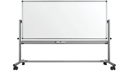 Mobile whiteboard rolling stand office presentation teaching planning workspace tool isolated on white background