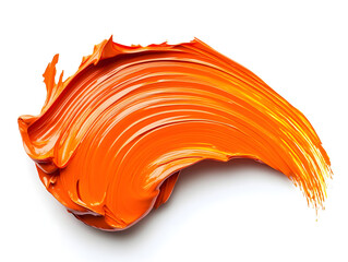 Bold orange paint brush stroke isolated on a white background