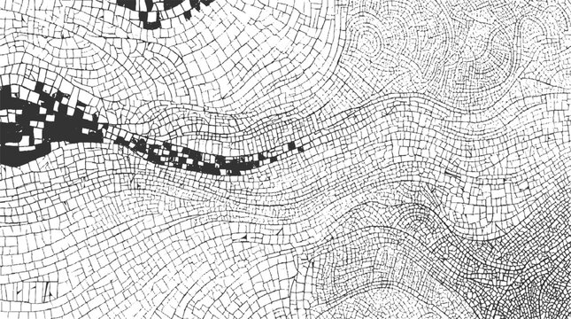 Black and white abstract pattern of cracked lines and irregular shapes texture