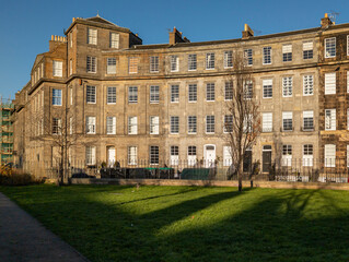 Traditional tenement buildings, Gardners Crescent, Edinburgh, Scotland, United Kingdom
