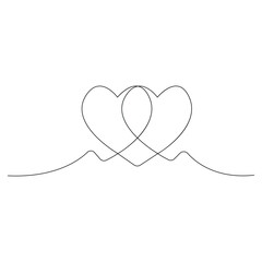 Cupid arrow and hearts continuous line art for romantic greeting