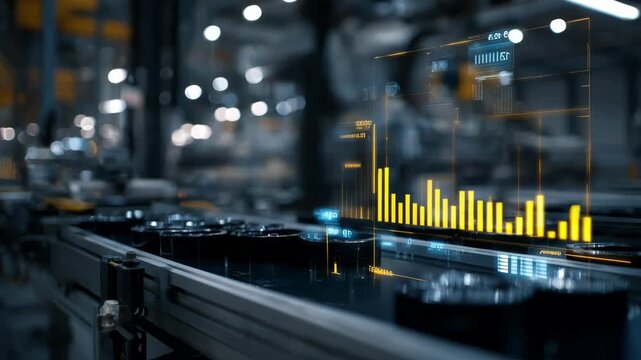 Medium shot capturing predictive analytics software analyzing sales trends to optimize stock rotation and reduce overstock in a modern storage facility.