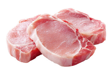 Raw pork chops meat isolated on transparent background. Raw pork chops bone in fresh meat cuts ready for cooking delicious food isolated on white background.