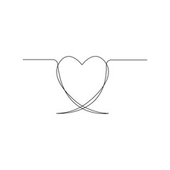 Heart shape continuous line drawing for love and romance concept. Simple continuous line drawing of a heart shape, representing love, romance, and friendship in a clean minimalist vector style.