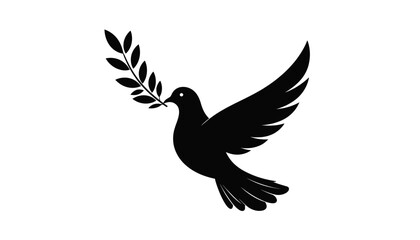 Fototapeta premium Dove of peace flying with an olive branch in its beak, symbolizing hope and harmony.