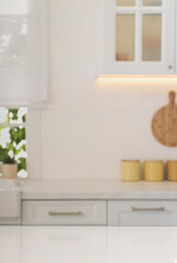 Blur image of modern Kitchen Room interior.