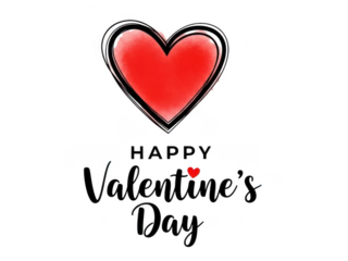 Happy valentines day greeting with heart and text on transparent background