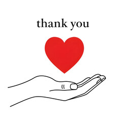 Heartfelt gratitude with hand and red heart