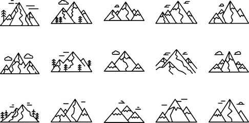 Mountain Peak Silhouette Collection Set
