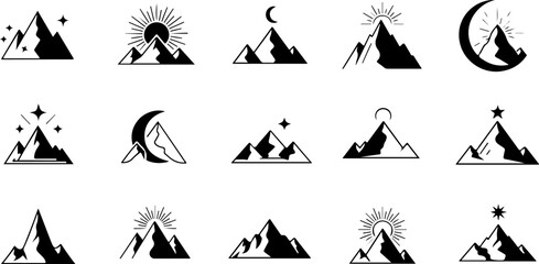 Mountain Peak Silhouette Collection Set