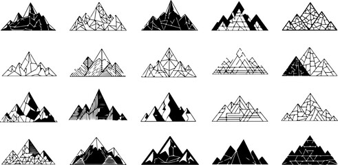 Mountain Peak Silhouette Collection Set