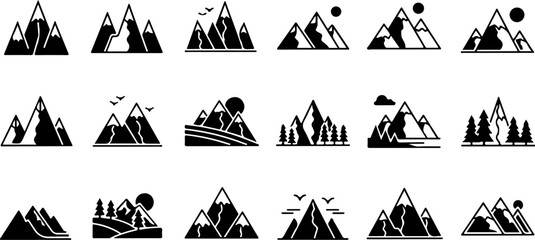 Mountain Peak Silhouette Collection Set