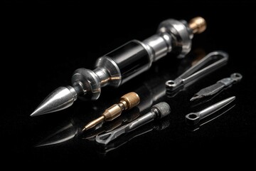 sleek nano-fabricator gadget producing miniature tools on demand