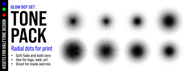 Dot half halfton with circle tone pattern and comic halftone pop. Vector burst background with abstract effect black and gradient round design. Frame raster dot with element gradation circle.