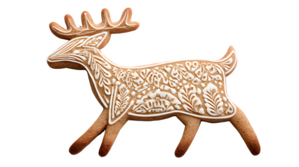 A cute brown wooden reindeer illustration with antlers and horns isolated on a white background as a wild animal silhouette for Christmas holiday nature decoration and winter wildlife ornament