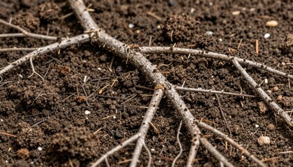 Closeup Soil with Twigs and Organic Debris
