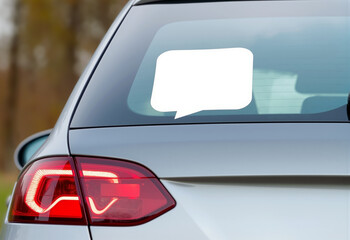 Blank white rectangle sticker on car window, ai generated