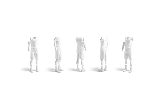 Blank white basketball uniform mockup, different angles views