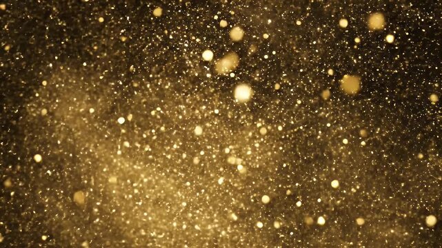 Golden Glitter Overlay - A dazzling display of golden glitter particles floating against a dark background creating a magical and festive ambiance.