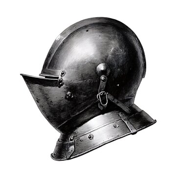 Medieval close helmet armor engraving high resolution image
