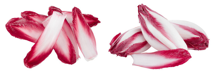 red chicory or radicchio leaves isolated on white background
