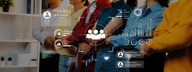 A dashboard for customer relationship management (CRM). The data analysis and market research help to identify a target audience and understand customer reviews and behavior. Fermion