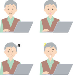 ノートPCとシニア男性①