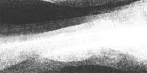 Black and white textured brush strokes on canvas with visible fabric weave