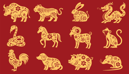 Chinese zodiac animals for New Year celebration