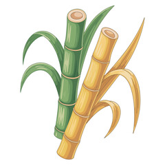 Illustration showing top ranked sugarcane crop quality, isolated on white background, ideal for branding, packaging label design, and processed sugarcane product presentation.
