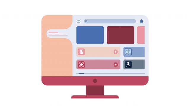 Online Learning Dashboard Concept 2D Animation 4K &ndash; E Learning Platform Course Interface on Desktop