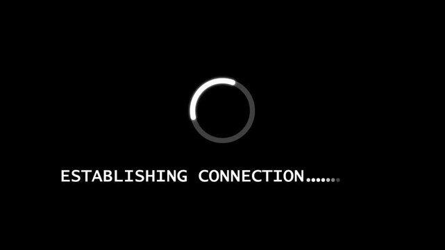 stablishing connection Loading Animation &mdash; Dynamic Progress Indicator for Active System and Software Task Execution on black background.	
