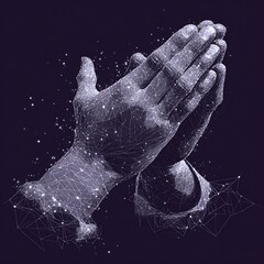 Digital prayer hands network abstract dark high resolution image