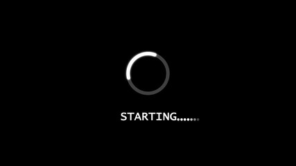 starting Loading Animation — Dynamic Progress Indicator for Active System and Software Task Execution on black background.	
