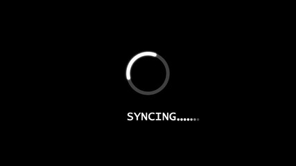 syncing Loading Animation — Dynamic Progress Indicator for Active System and Software Task Execution on black background.	
