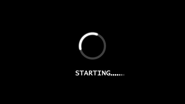 starting Loading Animation &mdash; Dynamic Progress Indicator for Active System and Software Task Execution on black background.	
