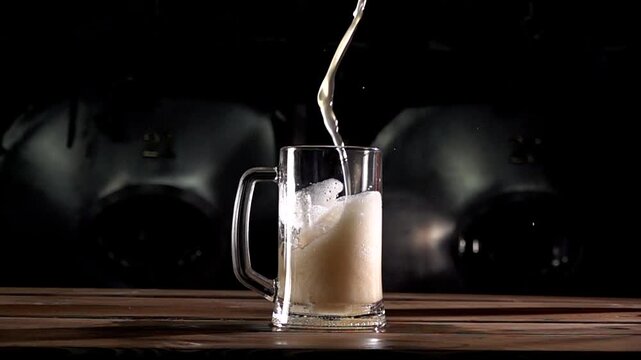 Craft Beer Pour Into Glass Captured at High Speed Showing Details of Brewing and Fermentation Process