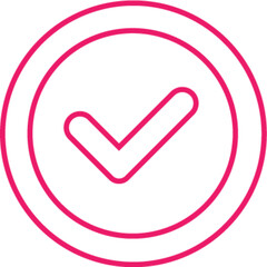 Pink checkmark icon in circle on black background © Oleraj Hossin