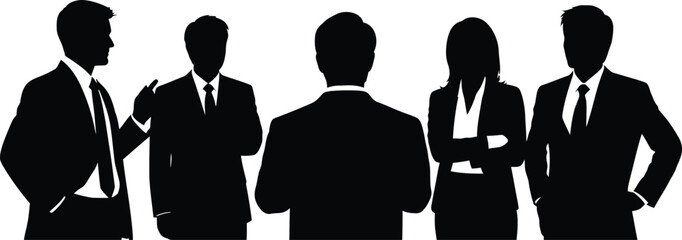 Business brainstorming and teamwork silhouette vector