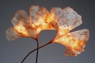 Glowing Ginkgo Leaves with Delicate Veins