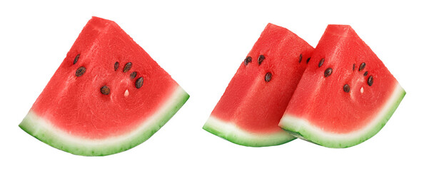 Slice of watermelon isolated on white background with full depth of field