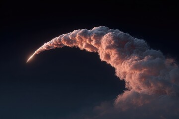 Glowing Comet Arc Over Dark Clouds