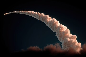 Glowing Comet Arc Over Dark Clouds