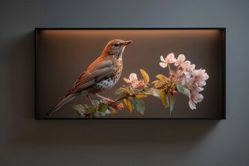 Small Bird Perched on Branch at Sunset