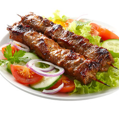 Grilled Kebab with Fresh Salad Isolated
