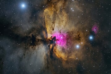 Stunning cosmic view of the nebulous region with vibrant colors and distant stars