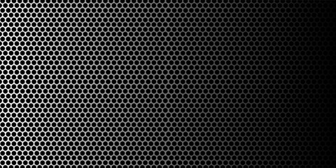 Grill mesh pattern with metal texture for speaker and micro hole background or seamless net by black grid and circle grate steel screen. © Qiana