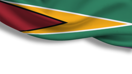 The vibrant flag of Guyana displays its distinctive colors of green, yellow, red, and black, symbolizing national pride during Independence Day, witnessed by many.	