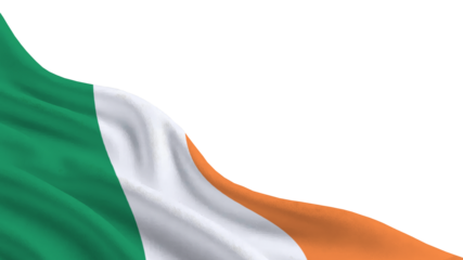 A Ireland flag is visible with vivid colors and symbols. The flag features green, orange, and white colors. This scene highlights national pride and identity through design.